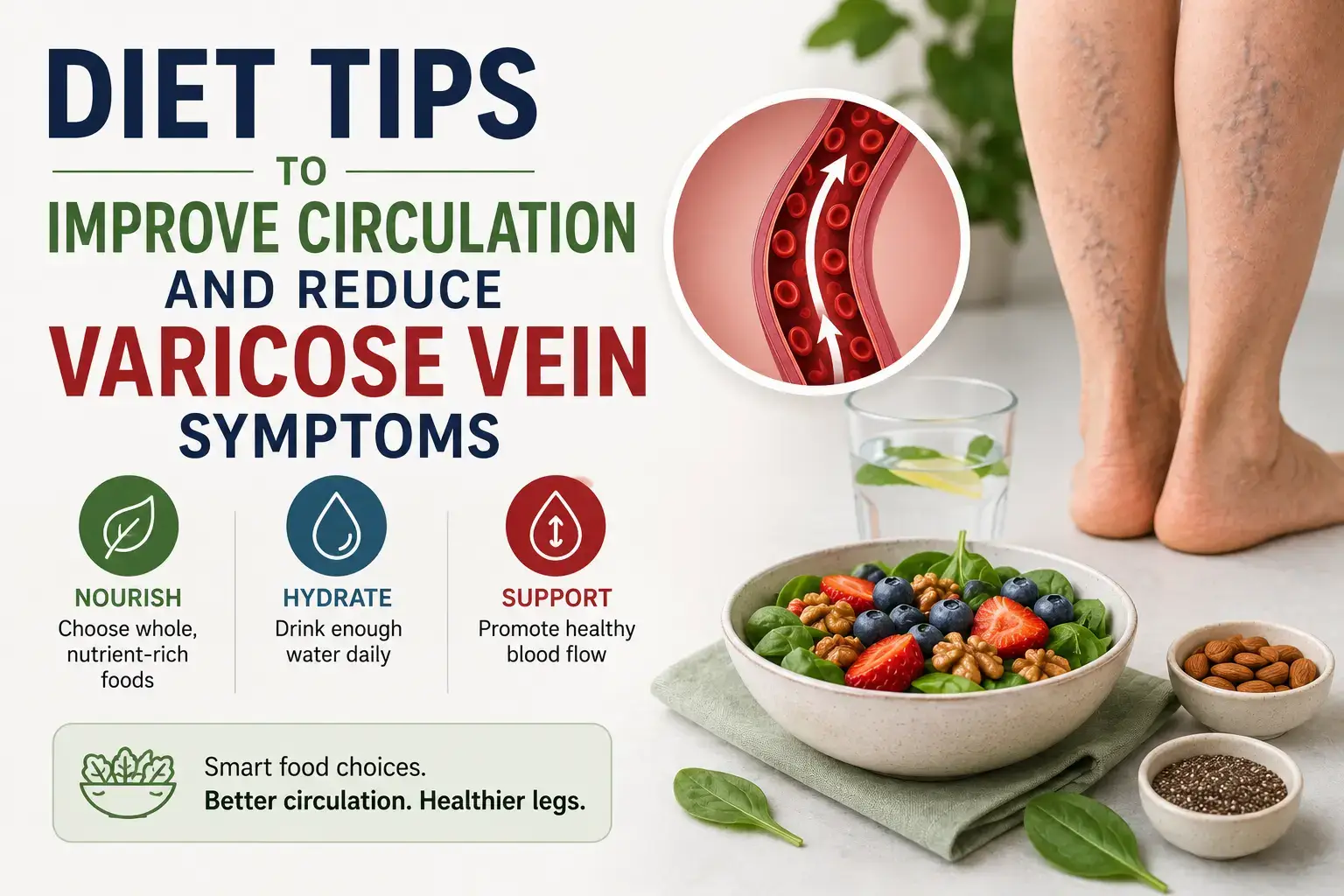 Diet Tips to Improve Circulation and Reduce Varicose Vein Symptoms